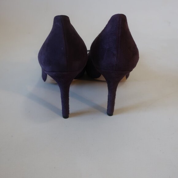 NWOB Womens Saks Fifth Avenue Eggplant Bow Suede Pointed Heels 8 - Picture 8 of 12